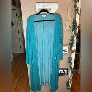 Lularoe Sarah Long Cardigan Duster in Solid Teal Women’s Size Large